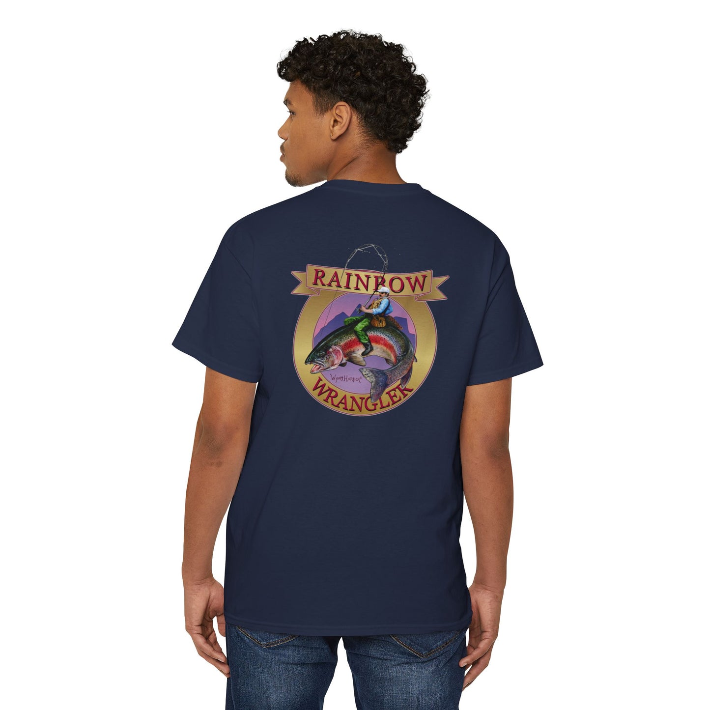 Rainbow Trout Wrangler Gold - Pocket T-Shirt - Wyatt Harper