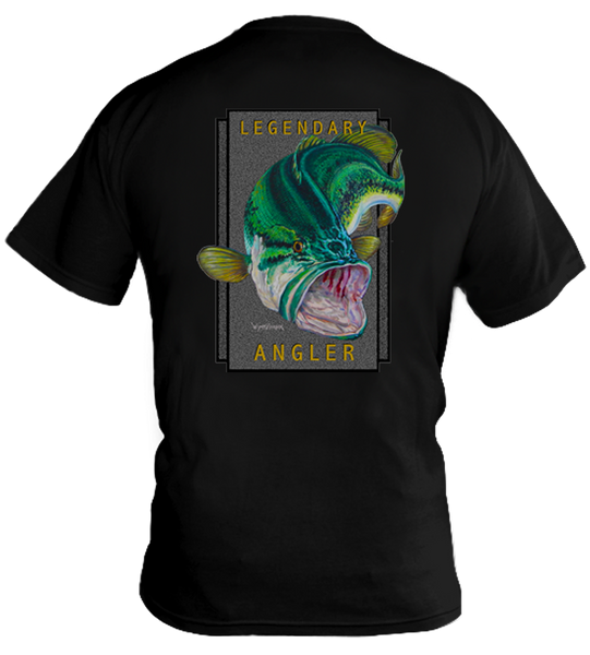 Large Mouth Bass Fish T-shirt: Legendary Angler – Wyatt Harper