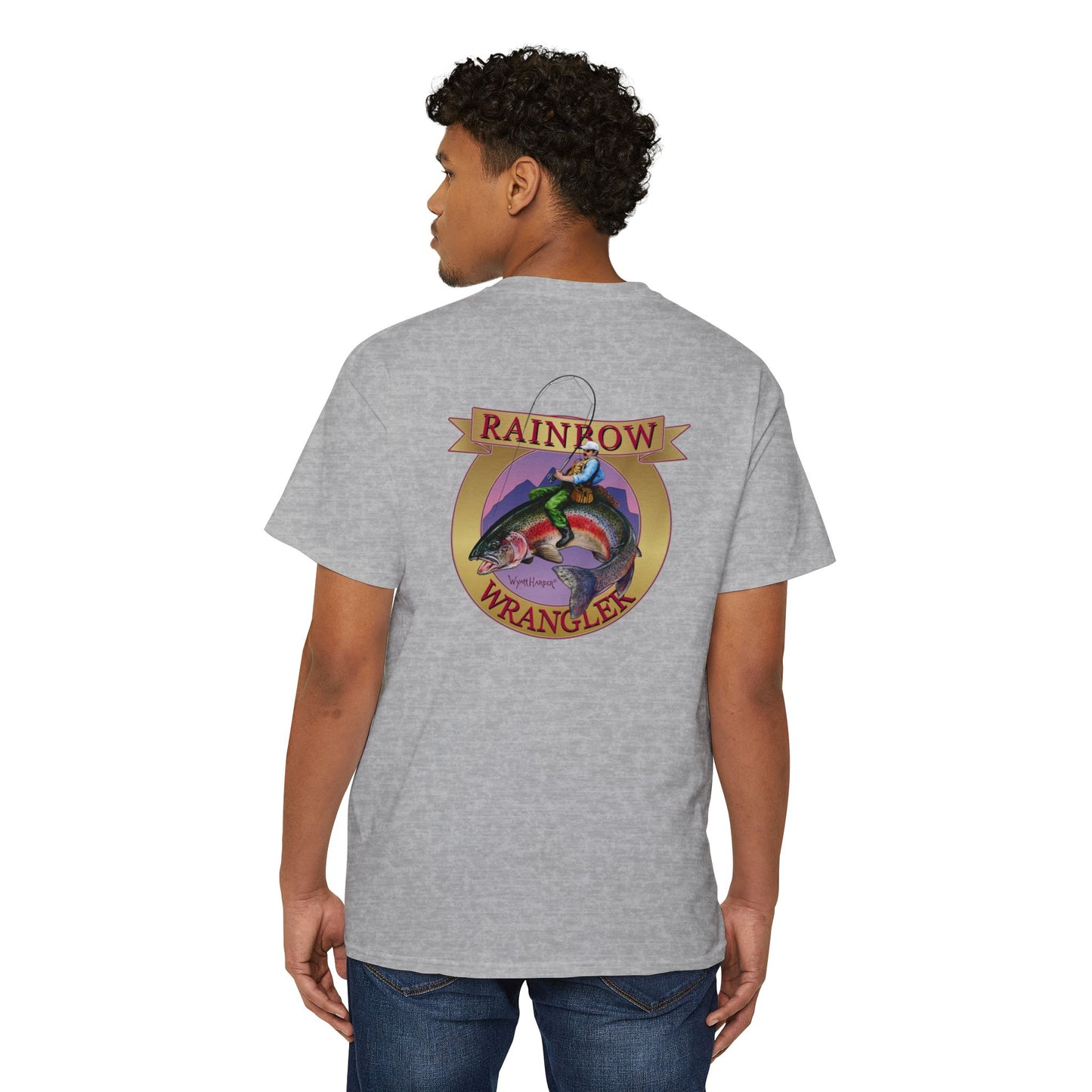 Rainbow Trout Wrangler Gold - Pocket T-Shirt - Wyatt Harper