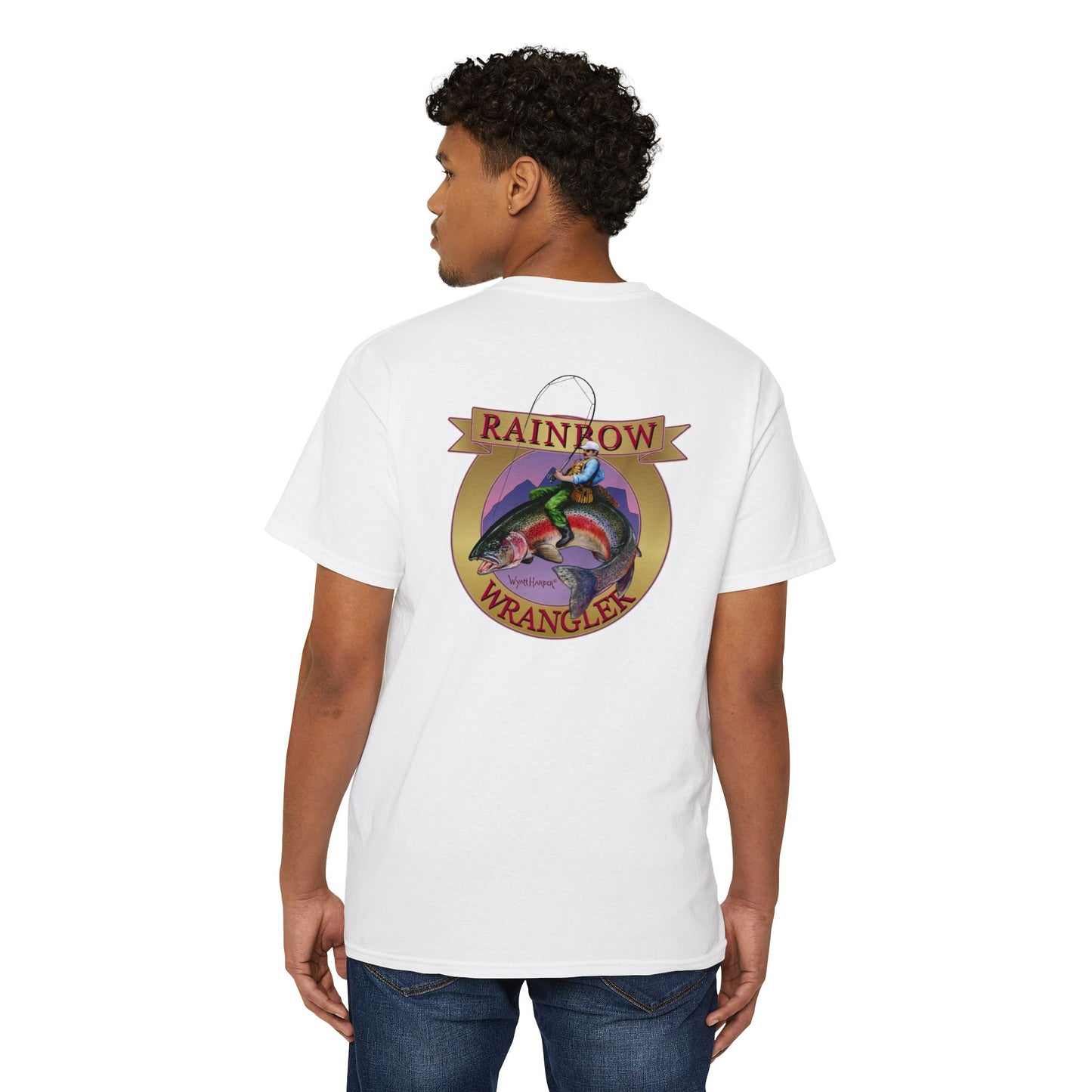 Rainbow Trout Wrangler Gold - Pocket T-Shirt - Wyatt Harper