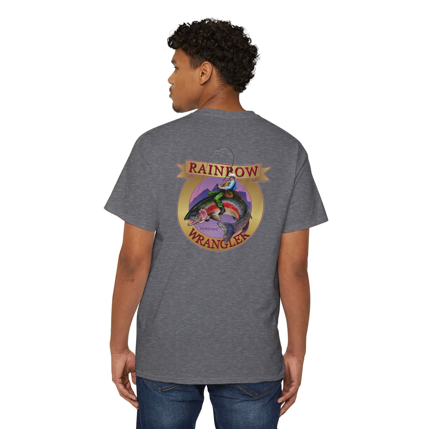 Rainbow Trout Wrangler Gold - Pocket T-Shirt - Wyatt Harper